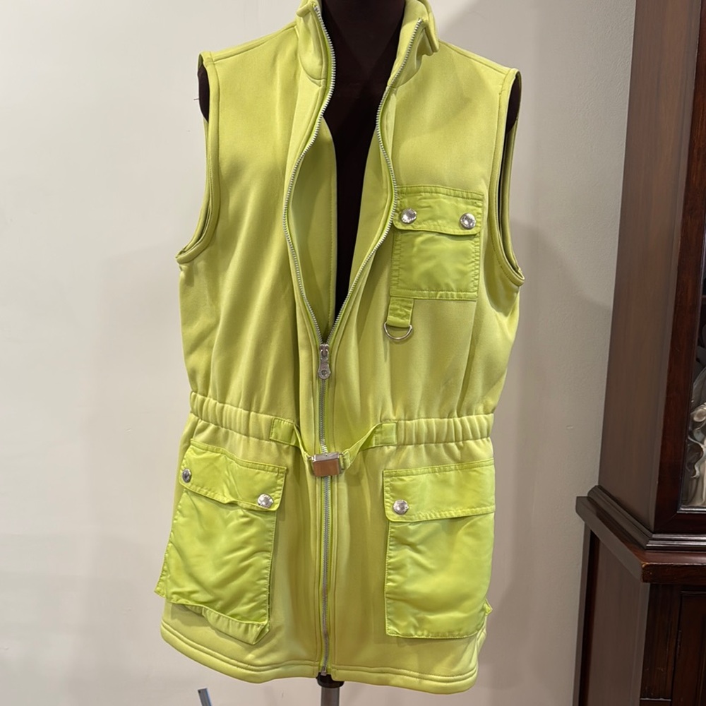 Lime Green Sleeveless Utility Vest